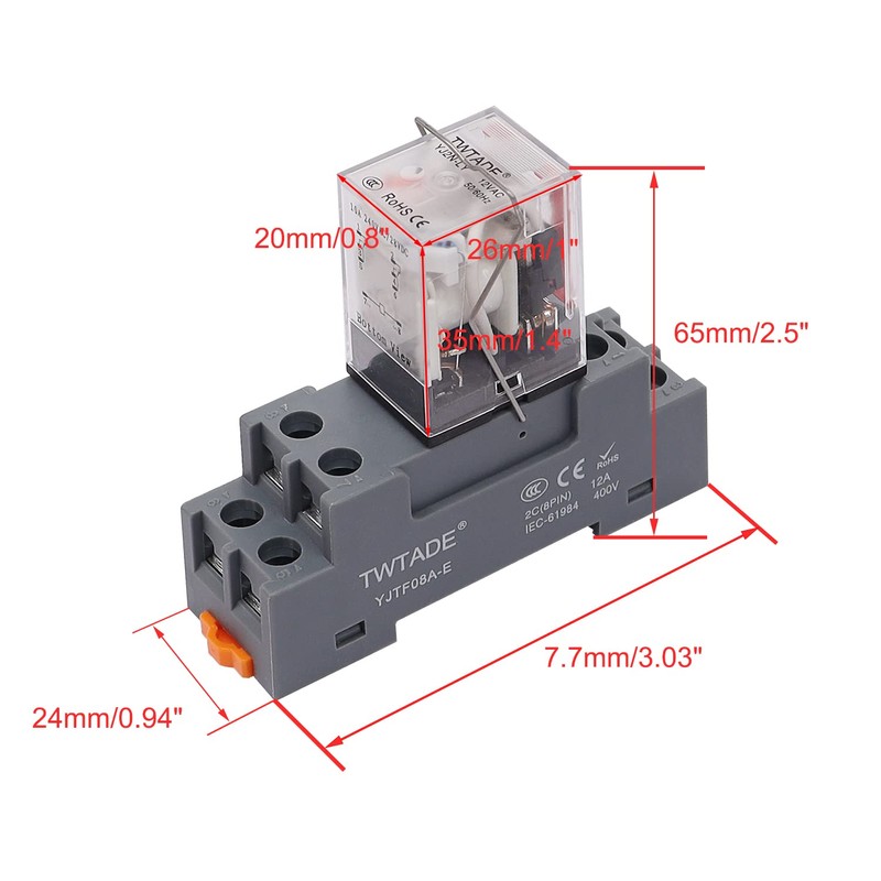 TWTADE/AC 24V Relay 10A Electromagnetic Power Coil Relay 8 Pins