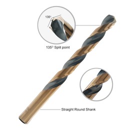 GMTOOLS 29Pcs Cobalt Drill Bit Set, 135 Degree Tip High Speed Steel with Black and Gold Finish, Stainless Steel, Plastic and Wood with Metal Indexed Storage Case 1/16"-1/2"