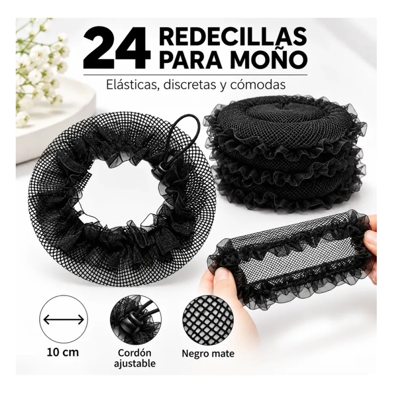Lthys - 24 Pzs Red Cabello Ballet Con Encaje Elástica