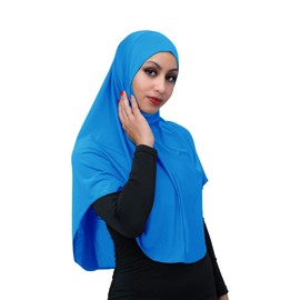 TheHijabStore.com Amira Instant Hiyab - Pañuelo de cabeza suave para mujer, 1 pieza, Azul / Patchwork, Talla única