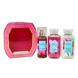 Bath and Body Work Hello Beautiful Mini Gift Box Trio Set - Fragrance Mist, Body Wash and Body Lotion - Travel Size