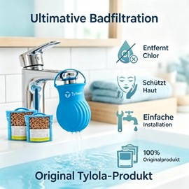 Badewannen Wasserfilter für Wasserhahn, reduziert Chlor und Fluorid, weicheres Wasser für Haut und Haare, einfache Installation , inklusive 2 langlebigen Filterkartuschen – Tylola Bath Tech 3000-2