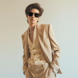 FEISEDY Trendy Oversized Square Sunglasses for Women Men Luxury Curved Lens Sun Glasses UV400 B0099