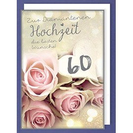 Giant Card Diamond Wedding 60 Greeting Card Foil Print Roses A4