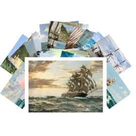 Postcard Pack 24pcs Sailships Ocean Marine Vintage Painting by Montague Dawson