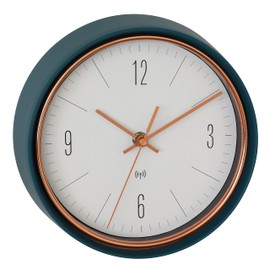 TFA Dostmann Wanduhr analog, 60.3547.20, Funkuhr, aus Metallrahmen mit kupferfarbenen Zeiger, Design, Petrol-grün, 223 x 70 x 223 mm