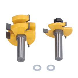2Pcs Tongue Groove Router Bit T Shape 3 Teeth 1 Bearing Woodworking Milling Cutter 1/2in Shank
