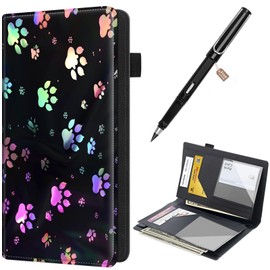 Server Books for Waitress Booklet Waitstaff Organizer Zipper Pocket,Fit Waitress Apron,Guest Check Books for Servers Waitress Notepad Check Presenters for Restaurants 5" x 9",Color Dog Paw -1347