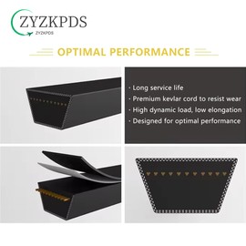 ZYZKPDS Kevlar Mower Deck Belt 1/2" x 116" for John Dee re & Scotts M124895 S1742 S1642 Sabre 1542HS 1542GS 1642HS 1742HS 1742GS with 42" Deck