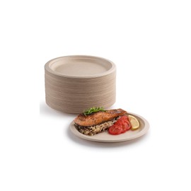 Pack of 100 Super Rigid Paper Plates, 100% Biodegradable and Compostable, Eco-Friendly, Durable, Recyclable Dinner Plates, Perfect for Picnics, BBQs (7")