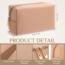 Cunno 100 Pcs Aesthetic Makeup Bags Bulk PU Leather Cosmetic Pouches DIY Toiletry Bags Preppy Makeup Pouch Travel Storage Organizer for Women Travel Party Gift(Neutral)