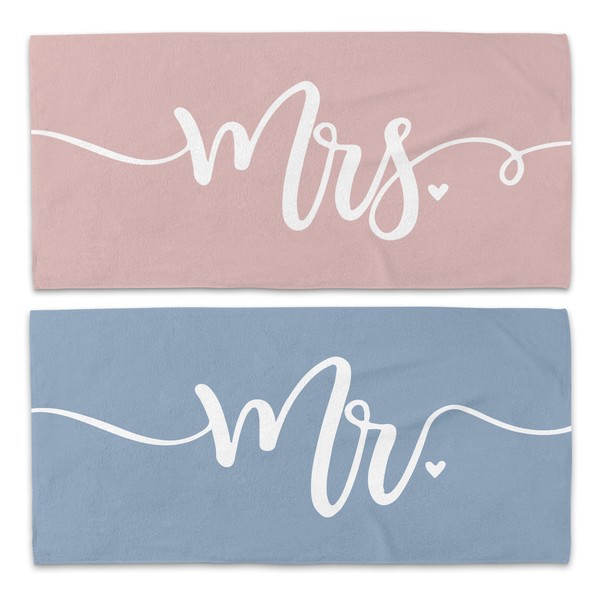 WAITPI Mr and Mrs Beach Towel Set of 2, Honeymoon