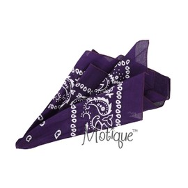Extra Large Paisley Bandana 27x27 Inch - Set of 4 (2 Purple 2 Black)
