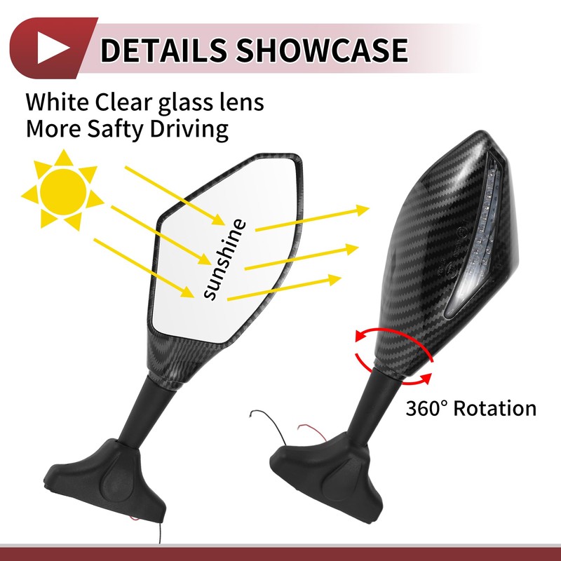 HEROFFIX 1 Set Motorcycle Rear View Mirrors for Suzuki GSX-R600