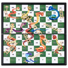 KOKOSUN Snakes and Ladders Magnetic Folding Board Game Set, Family Fun Game Toys for Kids (Right Angled)