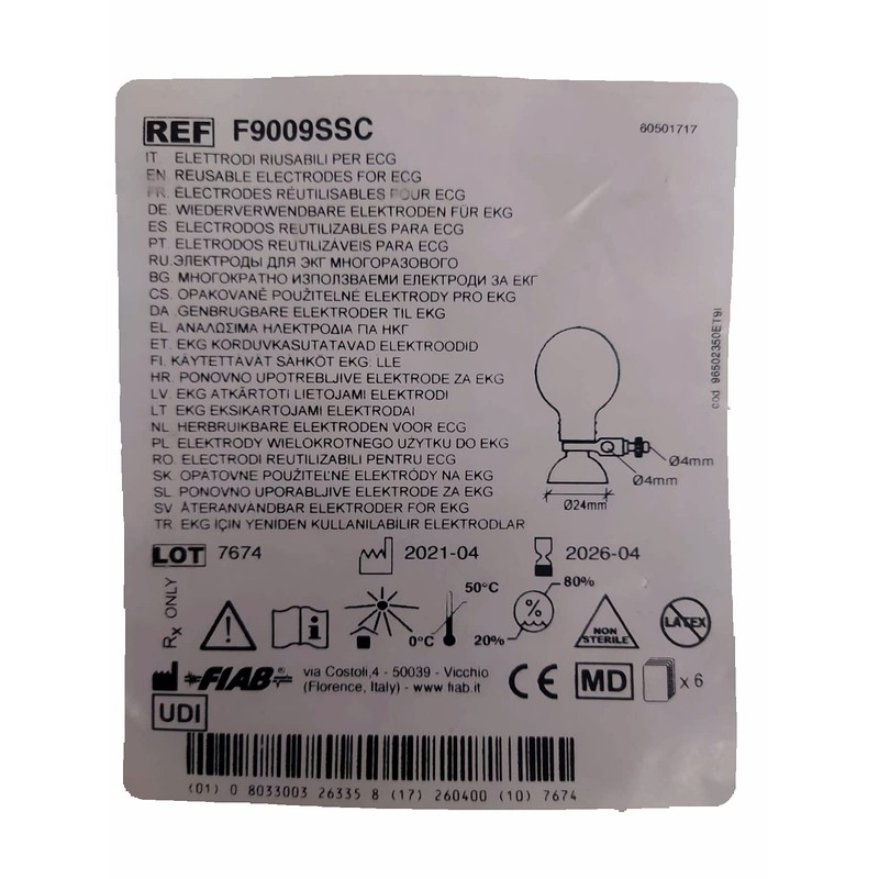 Fiab F9009SSC Electrode with Suction Cup for ECG Diameter 24mm