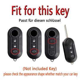 HIBEYO Flip Key Car Key Case Fits Fiat 500 500L Florino Qubo Bravo Doblo Remote Key Flip Key Case Fits Daily Protective Key Box Key Fob Brown