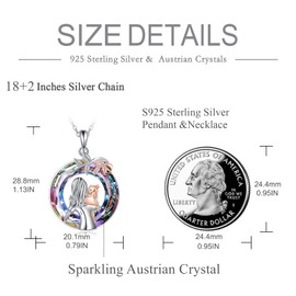 AOBOCO Mother and Daughter Necklace 925 Sterling Silver Crystal Pendant Jewellery Gifts Mothers Day Birthday Mum Daughter Women