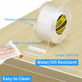 Clear Edge Protector Strip, 1.57in x 3.28FT, Sharp Edge Wrap Cover Tape, Self Adhesive Protective Corner Bumper Guards for Cabinet Door Desk Glass Table Bed Furniture, Kitchen Countertop