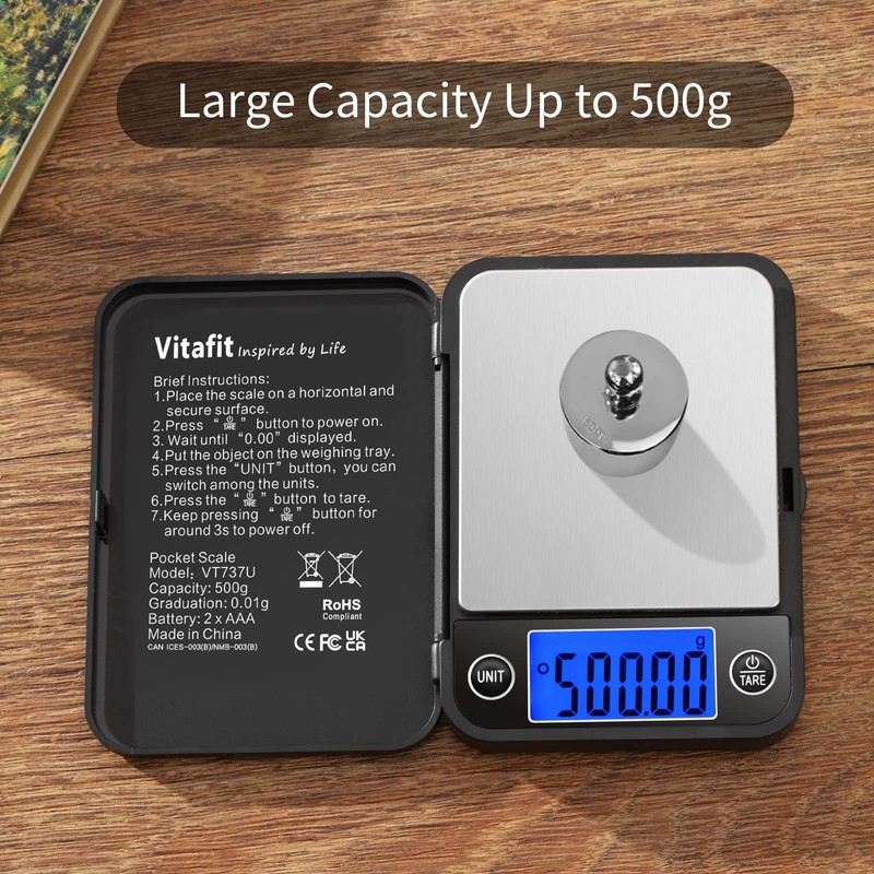 Vitafit 500g Digital Pocket Scale,High Accuracy Assured by Scale Professional