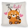 Red Panda Cushion with Saying Hab Dich lieb Kawaii Cat
