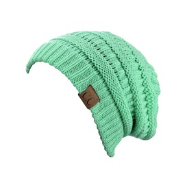 NYFASHION101 Trendy Warm Chunky Soft Stretch Cable Knit Slouchy Beanie Skully HAT20A,One Size,Sage