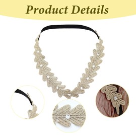 Wziys Baptism Headband for Baby Girls, Gold Lace Leaf Headband Elastic Hairband Rhinestone Tiara Headpiece Baby Baptism Christening Hair Accessories for Baby Girls Toddlers Newborn Infants