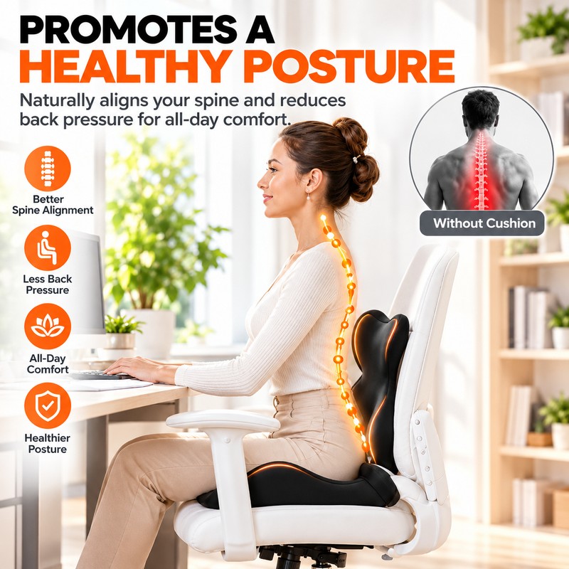 Ergonomic Memory Foam Seat Cushion for Office Chairs – Full