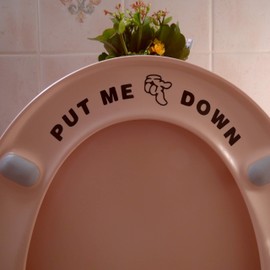 Fun 'Put Me Down' Toilet Seat Funny Sticker Bathroom Accessories (Black)