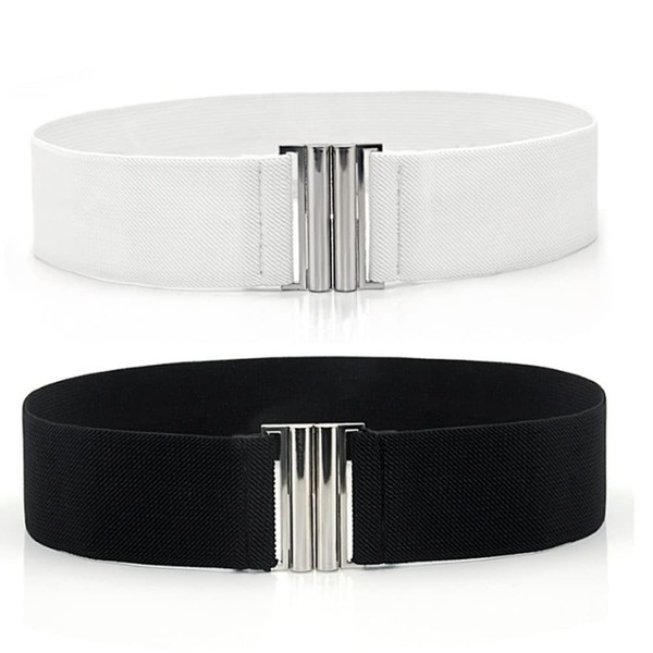 Wuzdy Men's Belt, 2 Pieces, Elastic Belt, Buckle-less, Invisible Stretch