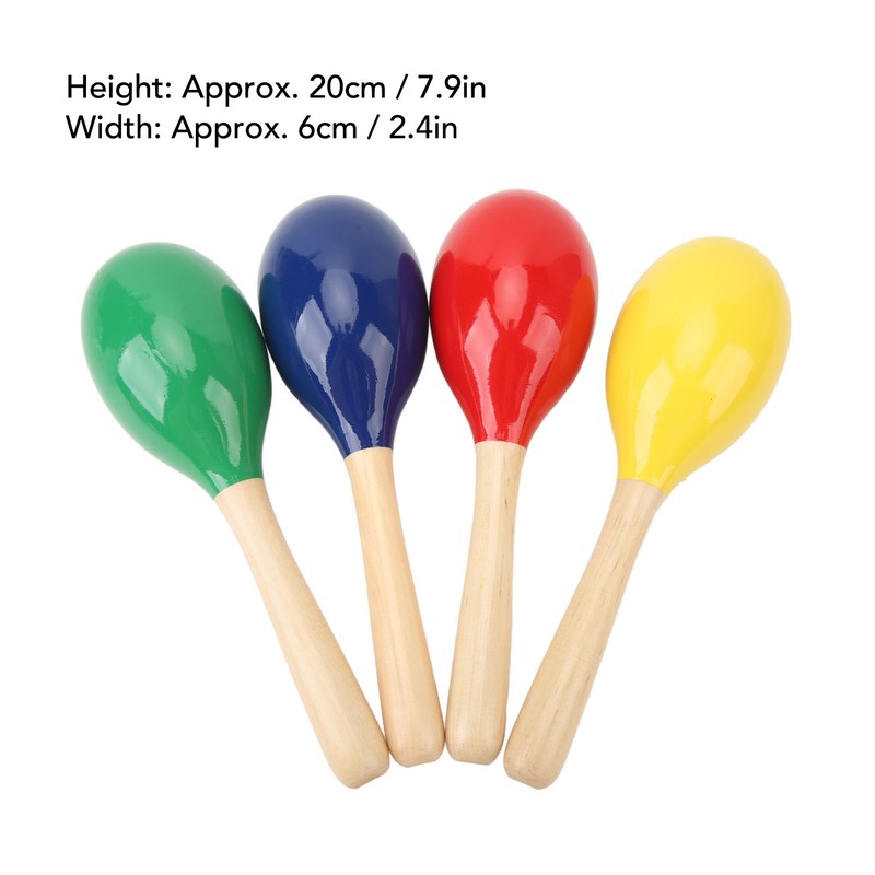 4Pcs Music Maracas Wood Iron Beads Professional Hand Percussion Rattles
