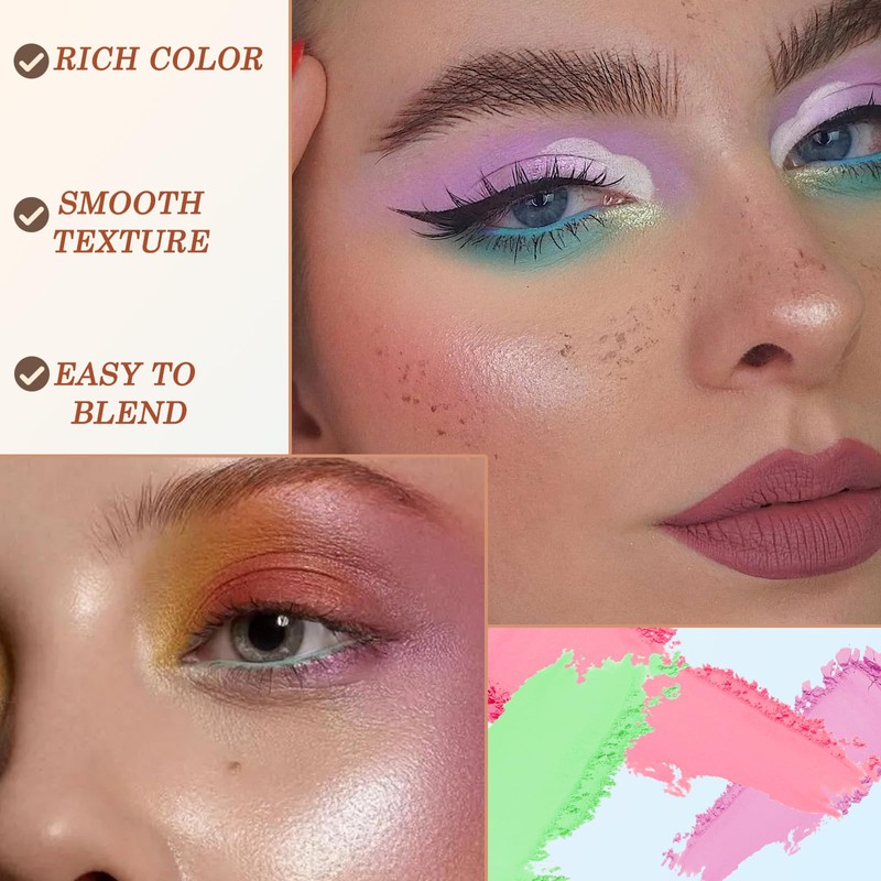 16-Color Bright Eyeshadow Palette – Rainbow Matte & Shimmer Finishes