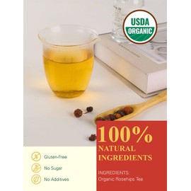 GLDNT Organic Rosehips Tea, Premium Dried Organic Rose Hips Tea Loose Leaf, Fruity Flavor and Aroma, Whole, Caffeine Free, 16oz
