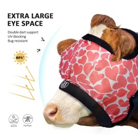 Harrison Howard Cattle Livestock Fly Mask Breathable Mesh Padded Edging with Fun Patterns Large Spacing Forelock Opening Design Adjustable Fit for Cattle Heart