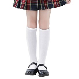 Girls Knee High Socks School Uniform Socks for Girls Boys Dress Sock Kids Stockings Seamless Sock Solid 1 pc white 3-6 Years