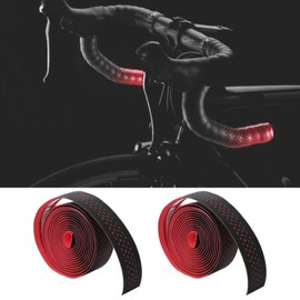Tbest Handlebar tape, red, white, handlebar tape, road bike, black, 2 pieces, non-slip PU road bike handlebar tapes, bicycle handlebar belt, cycling grip wraps, soft, breathable mountain bike