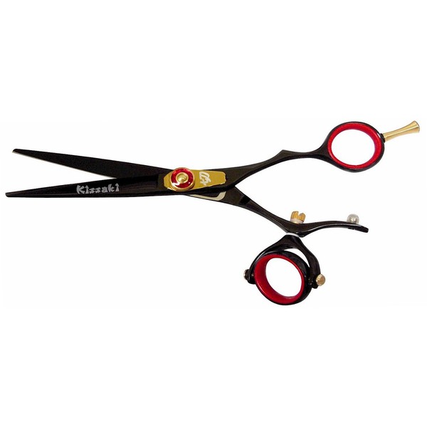 Kissaki Hair Scissors Gokatana 6.0 inches Double Swivel Black R Titanium Hair Cutting Shears