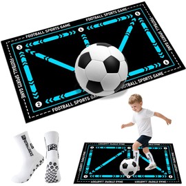 Football Mat, 60 x 90 cm Football Step Training Mat with Football Socks, Football Mat Training Children, Non-Slip Football Mat, Ball Control, Football Training Accessories for Football Lovers
