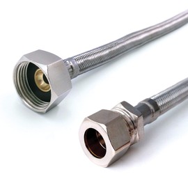 15mm x 3/4 BSP 500mm (1 Pipe) Long Flexible Braided Hose Bath Tap Flex Connector