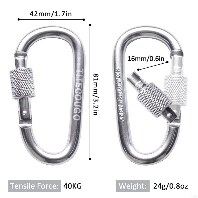 TITECOUGO Aluminum Alloy D-Ring High Strength Carabiner Key Chain Clip