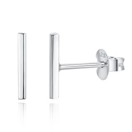 Lavishe Dainty Mini Bar Stud Earrings for Women Rhodium Plated 925 Sterling Silver Hypoallergenic Everyday Jewelry