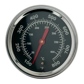 ORIGPARTS Grill Thermometer, 70-01-786, Silver, Analog, Waterproof, 100-800°F, Outdoor, Dyna-Glo Premier DGP321, DGP397, DGP483, DGP552 Series