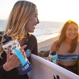 REUZBL Bottle Bumper Silicone Boot Sleeve Protector with Handle Compatible with 24oz Double-Wall Vacuum Insulated Stainless Steel Water Bottles, Beach