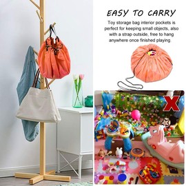 Funky Planet Toy Storage Bag and Blocks Organizer Basket, Children Play Mat 60 inch (150cm) - Portable Child Toy Organizer