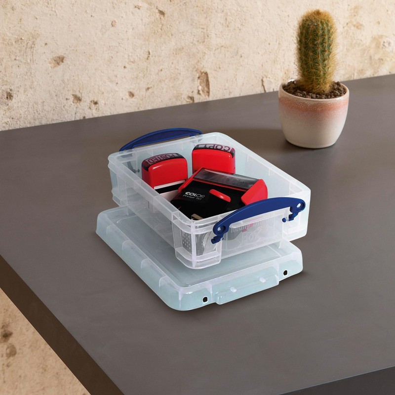 Really Useful Box 1.75 Liter Plastic Stackable Storage Container with