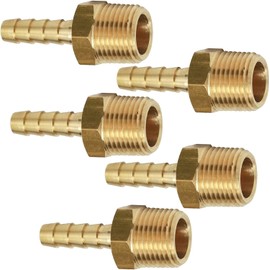 AOPANDA Brass Hose Barb Fittings, 5/16" Hose Barb to 3/8" NPT Male Thread Hose Barb Adapter Connector, Barbed Air Hose Fitting for Gas/Air (5 Pack)