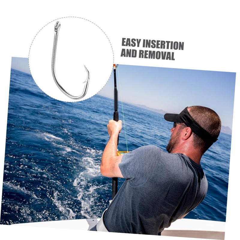 OHPHCALL Versatile Fishing Hooks Set 50pcs Long Shank Hooks Extractor