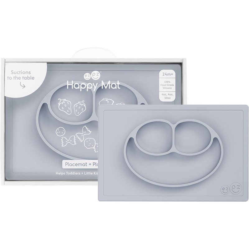 ez pz Plato Autoadherible Silicon para Bebé Happy Mat. Mantel