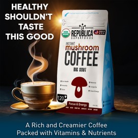 La Republica Big Shot Instant Mushroom Coffee Organic (120 Servings) with Lion's Mane, Reishi, Chaga, Cordyceps, Maitake, Turkey Tail