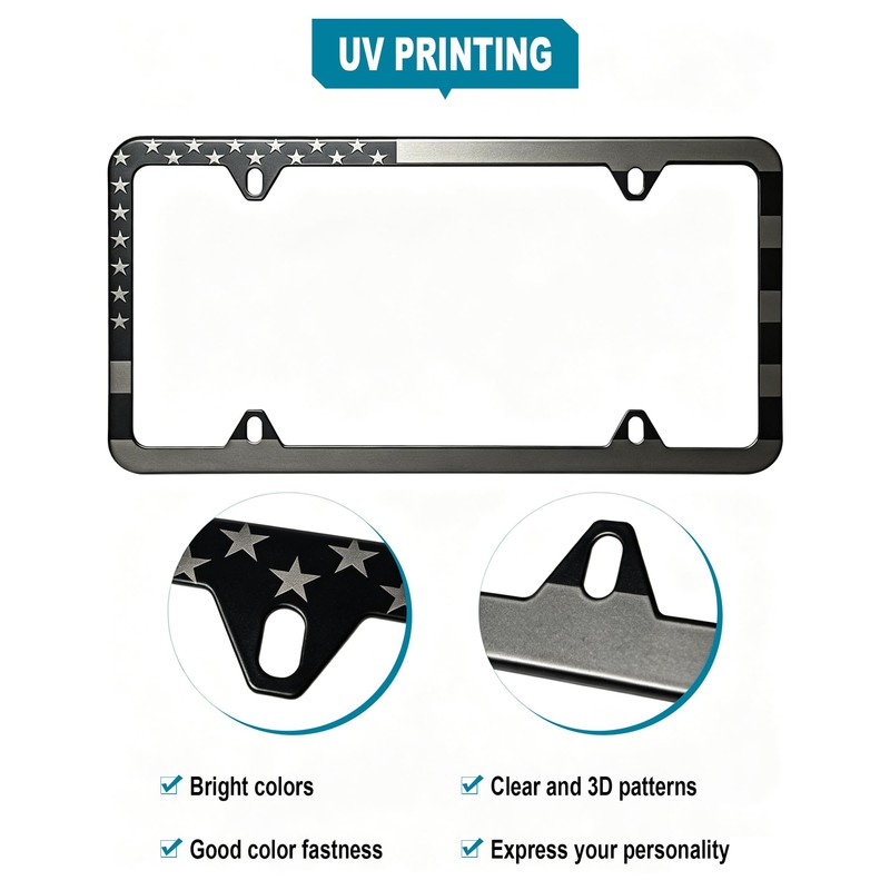 RCKJNJ American Flag License Plate Frames- Heavy Duty Stainless Steel